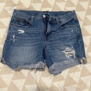 Gap 5” distressed medium wash cuffed shorts